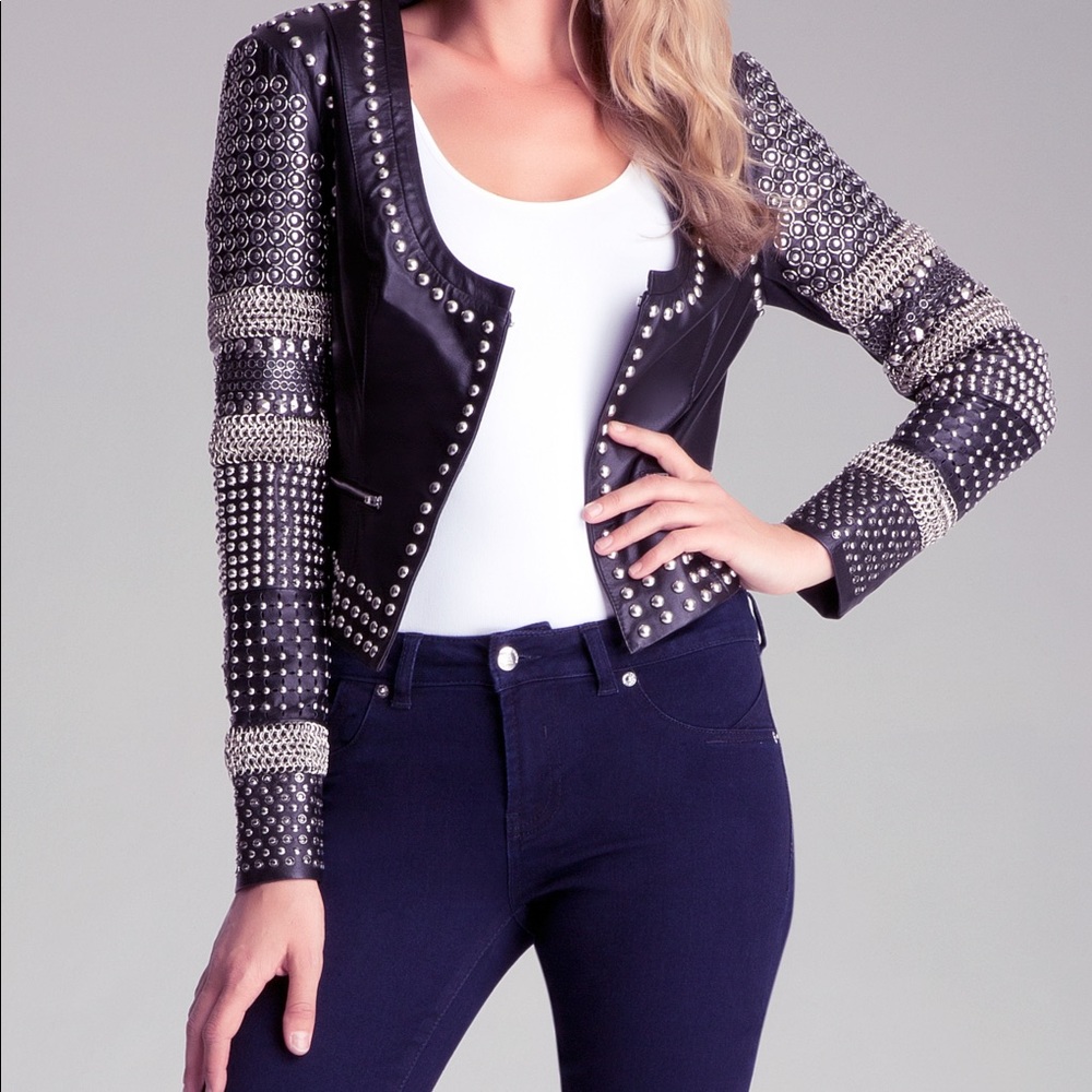 Bebe studded bobble leather jacket